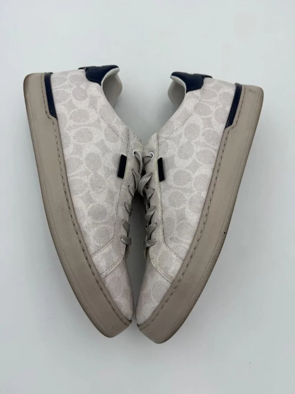 Men's 12D Coach Leather+ Lowline Signature Low Top Sneaker Chalk Cobalt G5025 WI - Picture 7 of 7